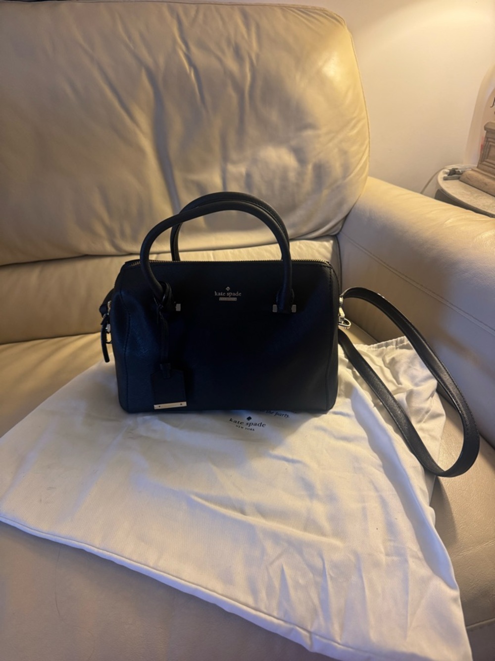 kate spade black leather dome satchel